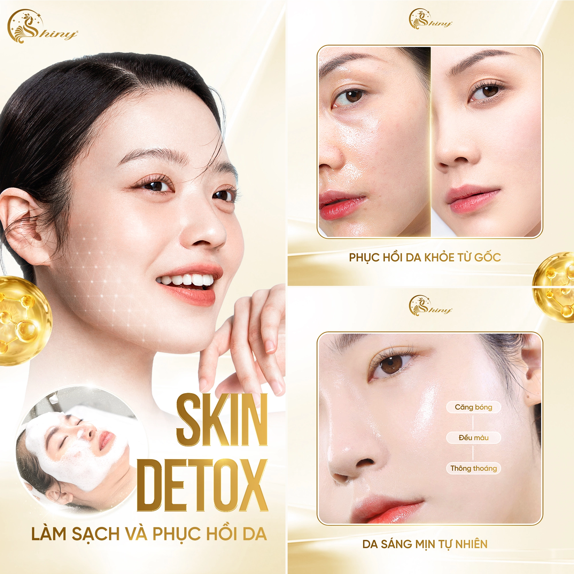 Ảnh thiết kế Skin Detox của Shiny, người mẫu và minh họa lớp da