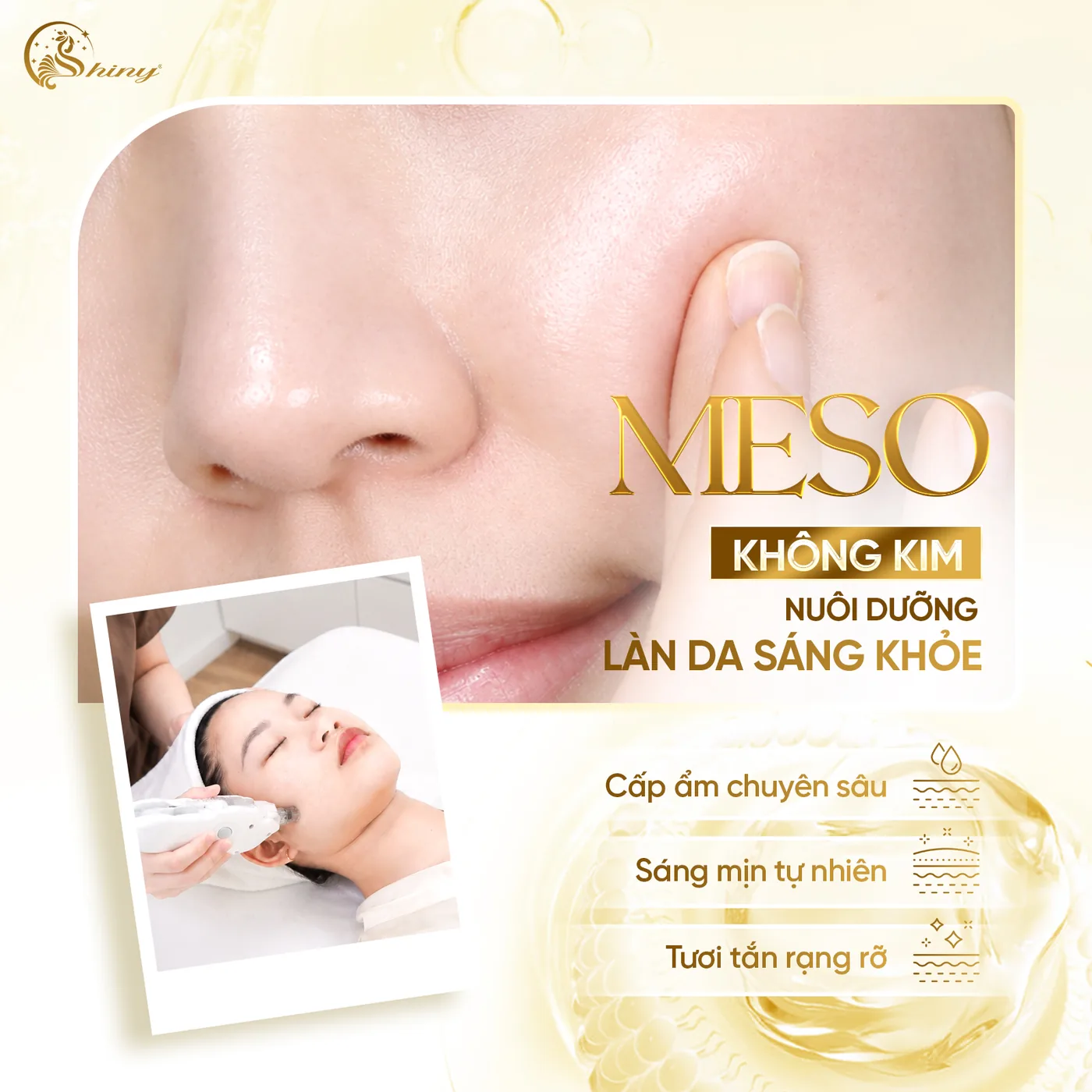 Thiết kế Shiny minh họa bề mặt da và thao tác chăm sóc bằng thiết bị