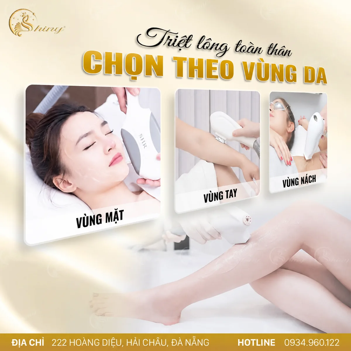 Triệt lông các vùng tại Viện thẩm mỹ Shiny