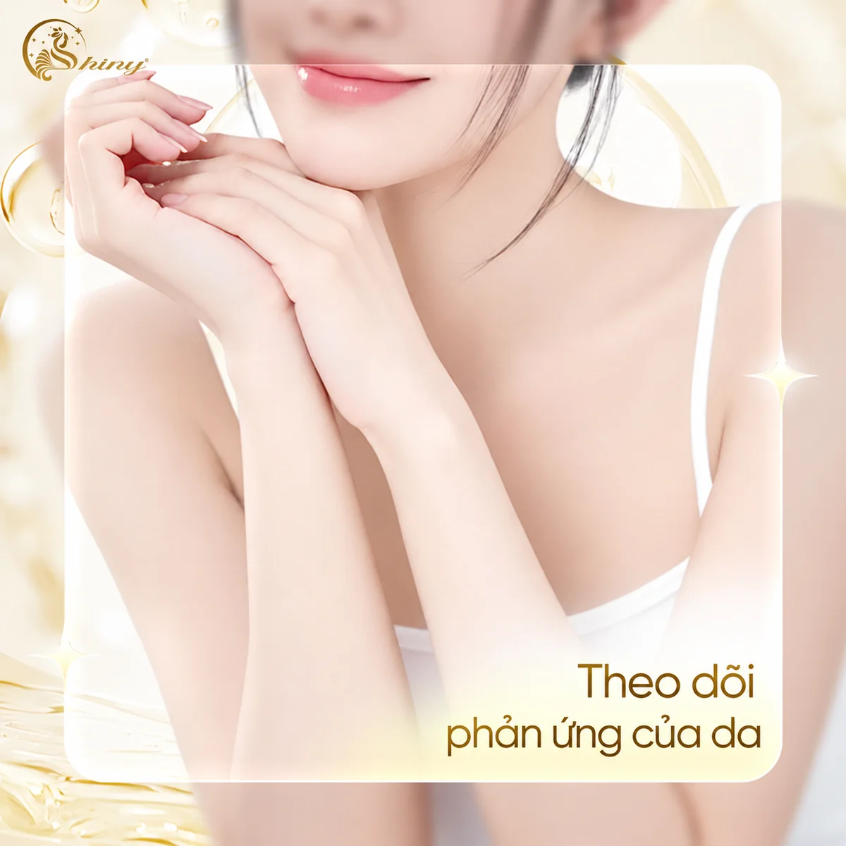 Vùng cổ và bàn tay người mẫu trong thiết kế nhắc theo dõi phản ứng của da
