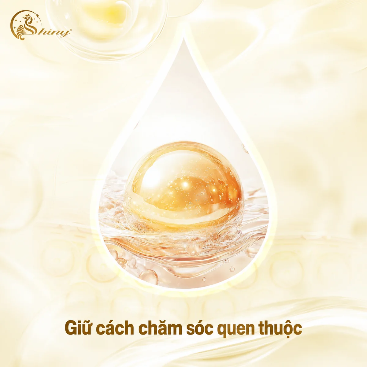 Minh hoạ quả cầu vàng trong giọt nước và lời nhắc giữ cách chăm sóc quen thuộc.