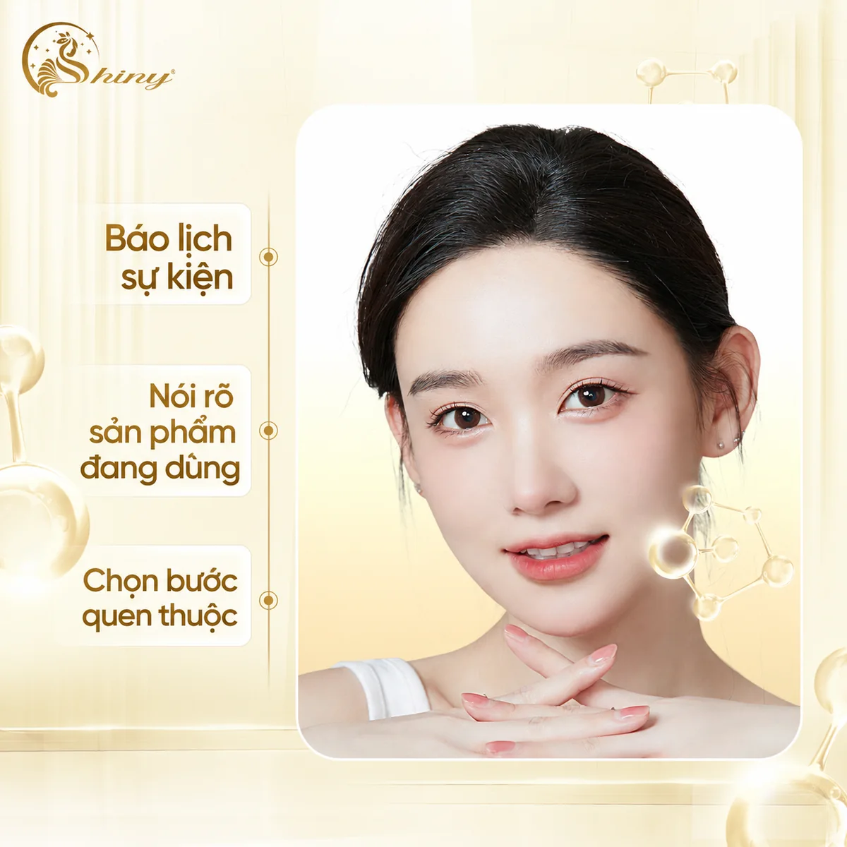 Hình mẫu Shiny với lưu ý báo lịch sự kiện và sản phẩm đang dùng trước buổi chăm sóc