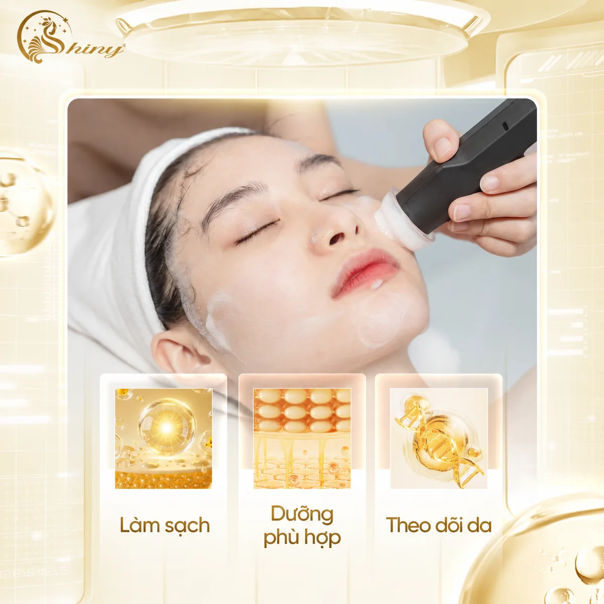 Ảnh minh họa thao tác chăm sóc da và các bước làm sạch, dưỡng phù hợp, theo dõi da